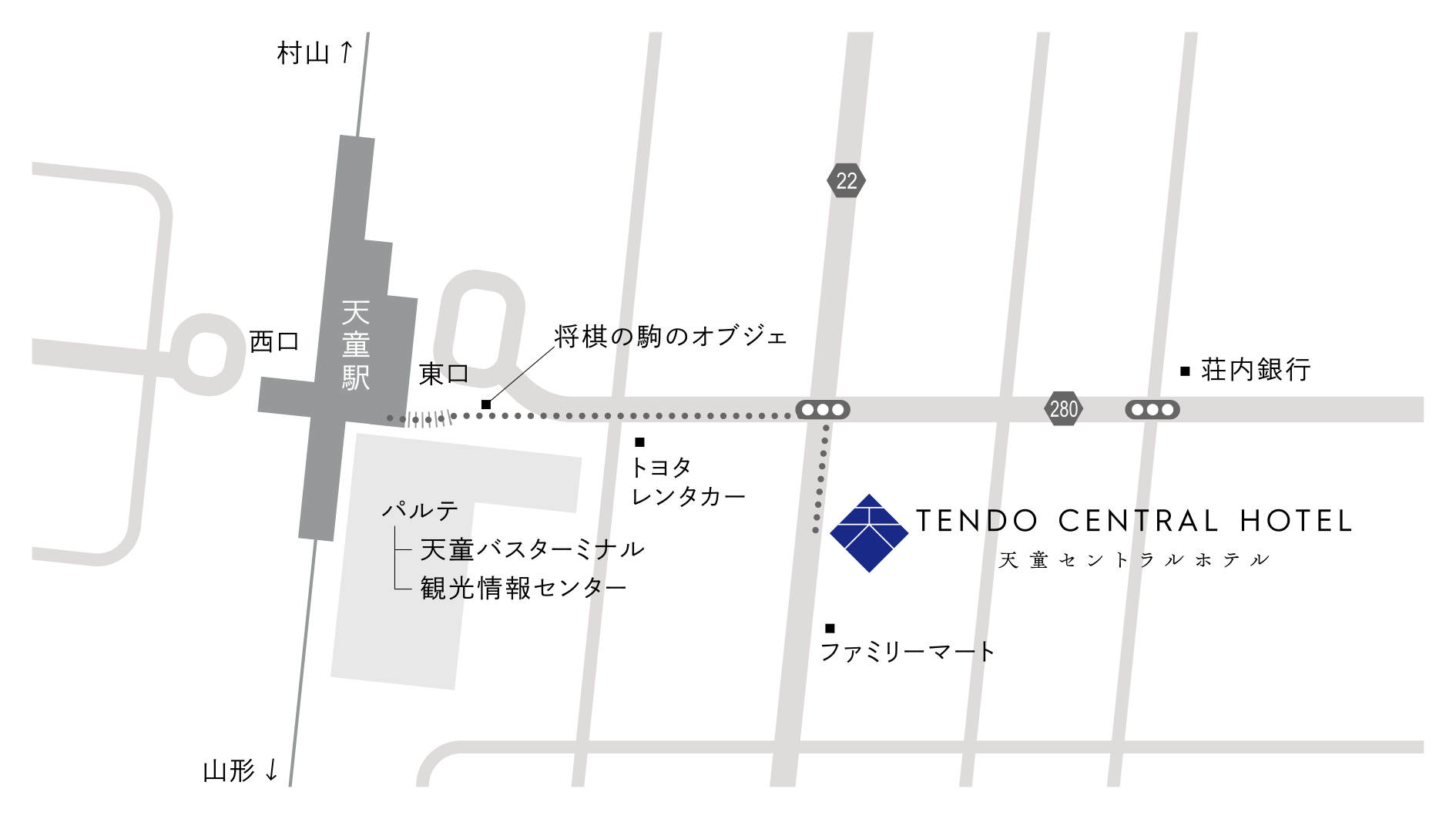 天童セントラルホテル周辺マップ